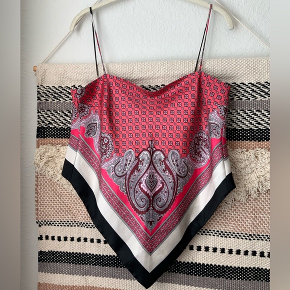 Zara printed pattern tie up crop top - Picture 3 of 5